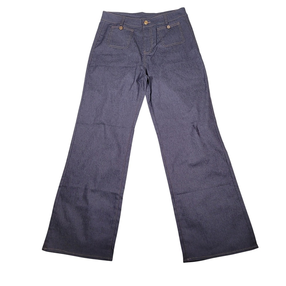 Ultra Lightweight Travel Jeans Sailor Wide Leg Stretch Blue L‎ Nautical Coastal